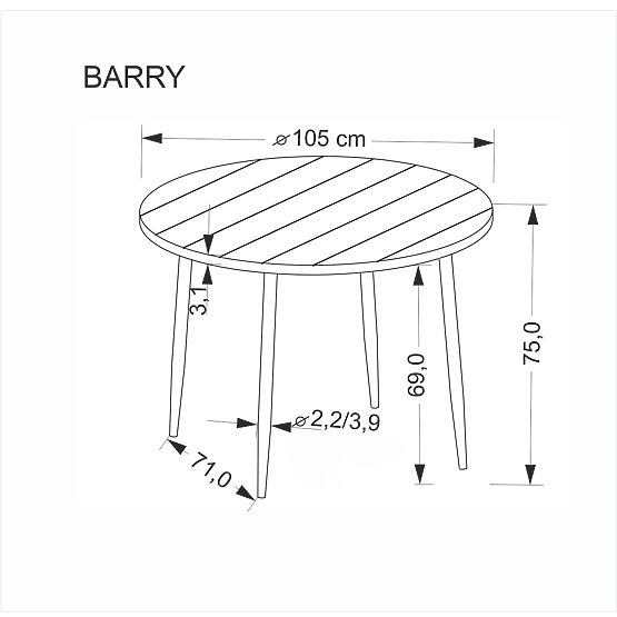 Tavolo rotondo BARRY, piano - noce, gambe - nere (1p=1pz)