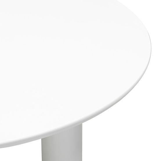 Tavolo rotondo Bolla 100 cm, impiallacciatura di faggio, bianco, gamba decorativa con sfere