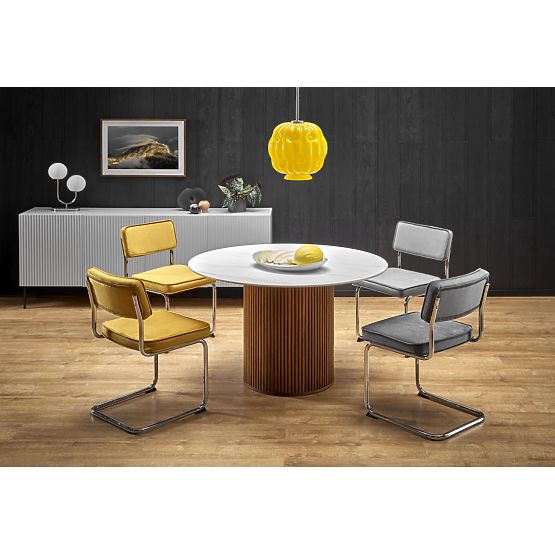 Tavolo rotondo BRUNO, marmo bianco / noce (2p=1ks)