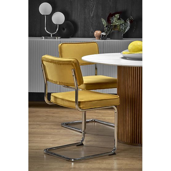 Tavolo rotondo BRUNO, marmo bianco / noce (2p=1ks)