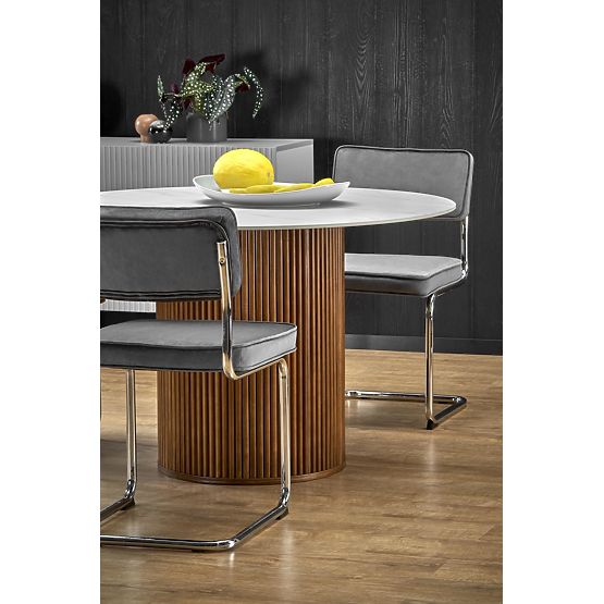 Tavolo rotondo BRUNO, marmo bianco / noce (2p=1ks)