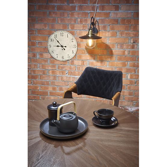 Tavolo rotondo CARMELO, piano - noce, gamba - nero (3p=1ks)