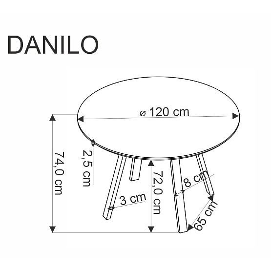 Tavolo rotondo DANILO, piano - noce, gambe - nere (2p=1ks)