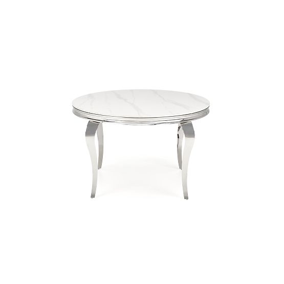 Tavolo rotondo REGINALD piano - marmo bianco, gambe - argento