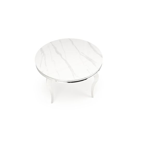 Tavolo rotondo REGINALD piano - marmo bianco, gambe - argento