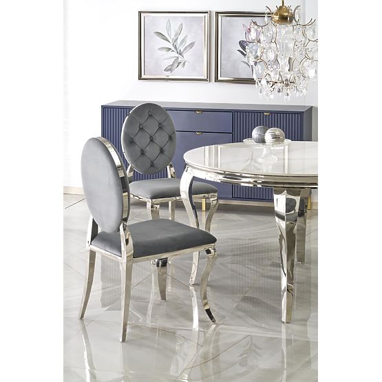 Tavolo rotondo REGINALD piano - marmo bianco, gambe - argento