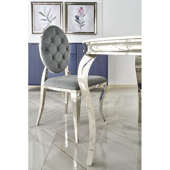 Tavolo rotondo REGINALD piano - marmo bianco, gambe - argento