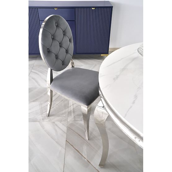 Tavolo rotondo REGINALD piano - marmo bianco, gambe - argento