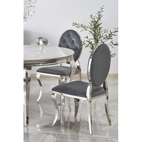 Tavolo rotondo REGINALD piano - marmo bianco, gambe - argento