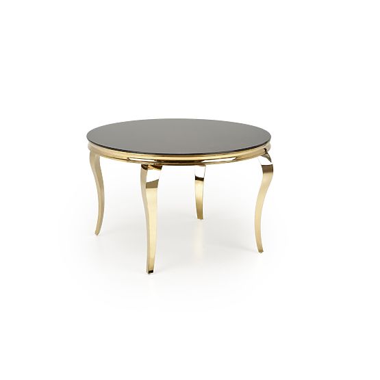 Tavolo rotondo REGINALD_2 piano - vetro nero, gambe - oro