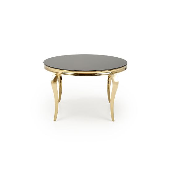 Tavolo rotondo REGINALD_2 piano - vetro nero, gambe - oro