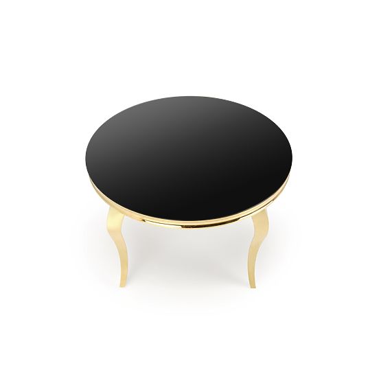 Tavolo rotondo REGINALD_2 piano - vetro nero, gambe - oro