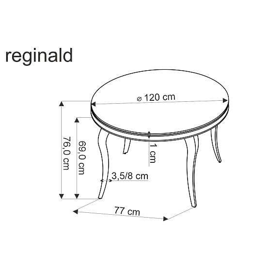 Tavolo rotondo REGINALD_2 piano - vetro nero, gambe - oro