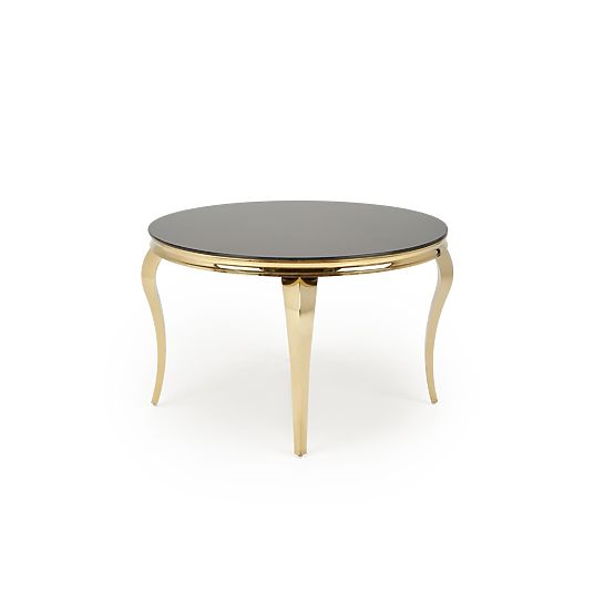 Tavolo rotondo REGINALD_2 piano - vetro nero, gambe - oro