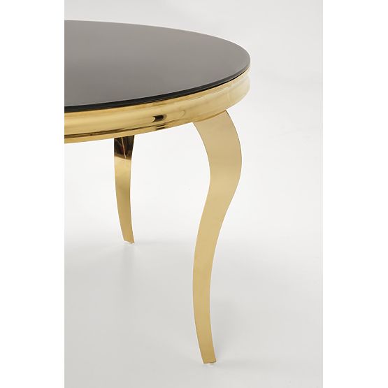 Tavolo rotondo REGINALD_2 piano - vetro nero, gambe - oro