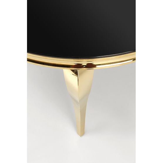 Tavolo rotondo REGINALD_2 piano - vetro nero, gambe - oro