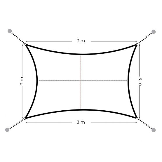 Telo quadrato parasole 3x3m impermeabile ModernHome - grigio