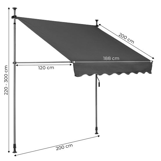 Tenda da balcone con altezza regolabile, impermeabile con manovella manuale