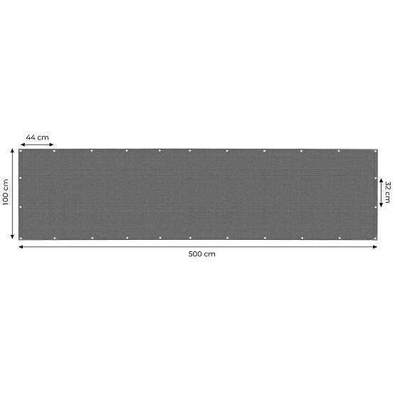 Tenda da balcone con ferramenta 100x500 cm rete ombreggiante + elementi di installazione grigia Mult