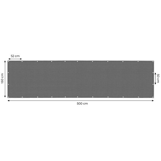 Tenda da balcone con ferramenta 150x500 cm rete ombreggiante + elementi di installazione grigia Mult