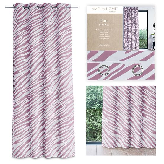 Tenda FUN colore rosa con stampa a motivo animale stile tropicale occhielli metallici argentati