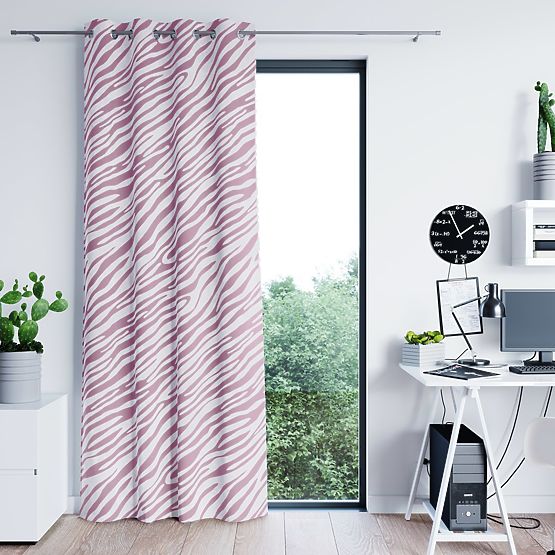 Tenda FUN colore rosa con stampa a motivo animale stile tropicale occhielli metallici argentati