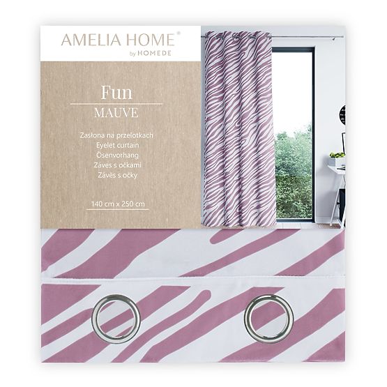 Tenda FUN colore rosa con stampa a motivo animale stile tropicale occhielli metallici argentati
