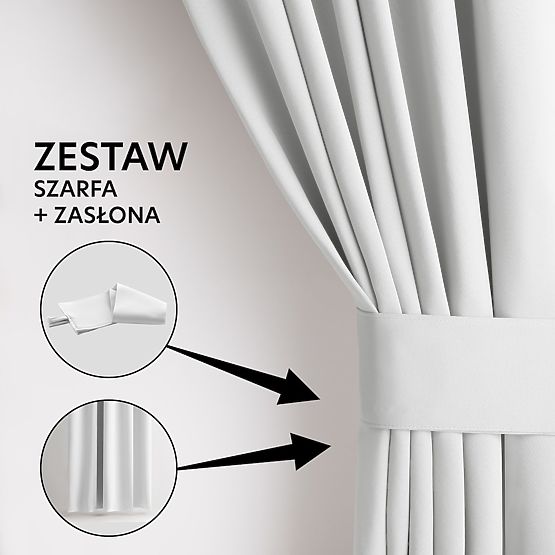 Tenda RESTILO BLACKOUT colore bianco, fascetta per fissaggio, stile classico, occhielli argento, mat