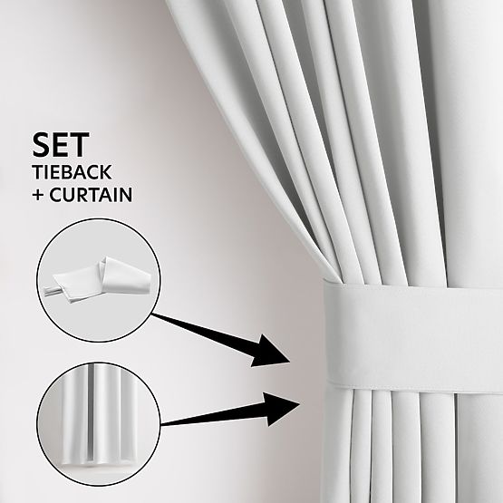 Tenda RESTILO BLACKOUT colore bianco, fascetta per fissaggio, stile classico, occhielli argento, mat