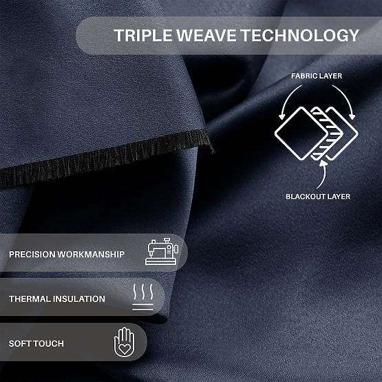 Tenda RESTILO BLACKOUT colore indaco con fascetta classica occhielli argento materiale bla