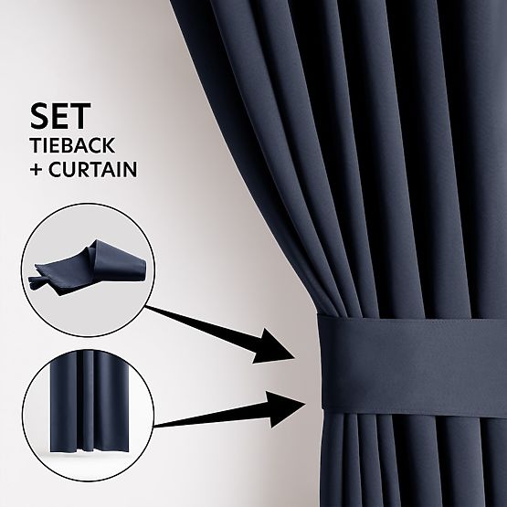 Tenda RESTILO BLACKOUT colore indaco, stile classico, occhielli argento, materiale bla