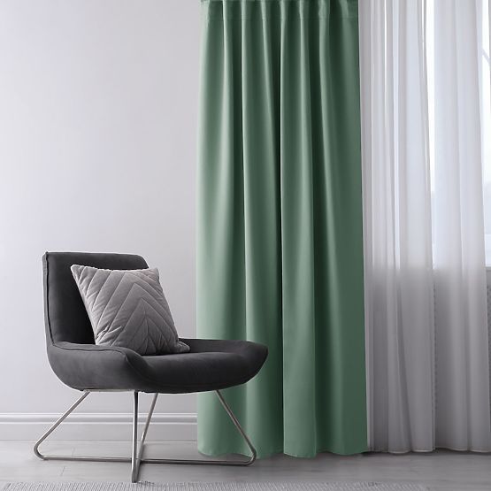 Tenda RESTILO BLACKOUT colore menta, passante, stile classico, occhielli argento, materiale bl