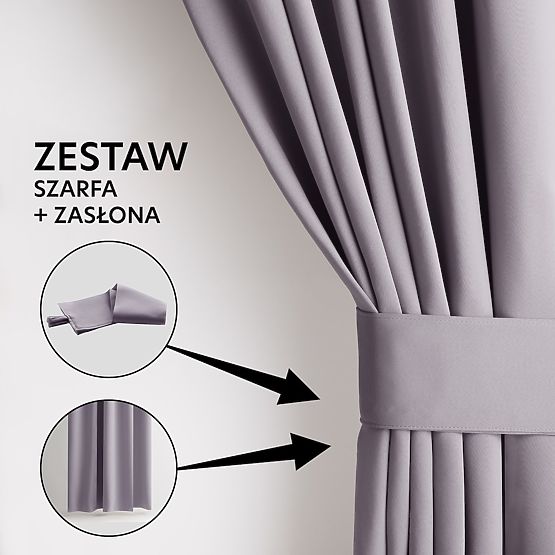 Tenda RESTILO BLACKOUT colore rosa cipria, fascetta regolabile, stile classico, occhielli argento