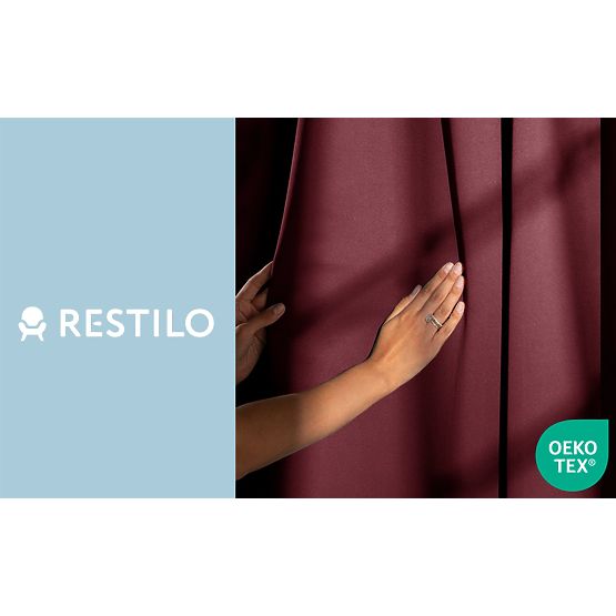 Tenda RESTILO BLACKOUT colore rosso, fascia regolabile, stile classico, occhielli argento, materiale