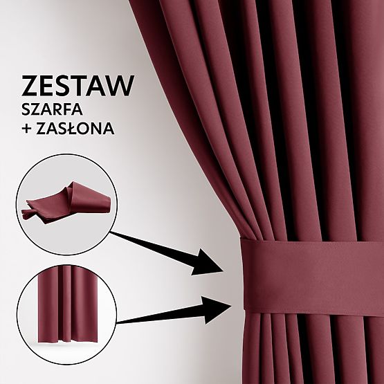 Tenda RESTILO BLACKOUT colore rosso, fascia regolabile, stile classico, occhielli argento, materiale