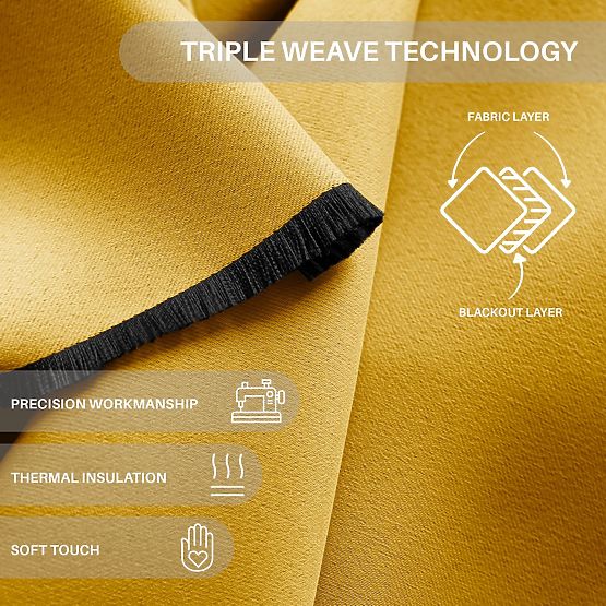 Tenda RESTILO BLACKOUT colore senape, stile classico, anelli argentati, materiale