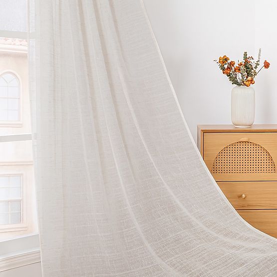 Tenda RESTILO DRIMAR colore beige stile moderno anelli argentati materiale lino, microfibra 140x270