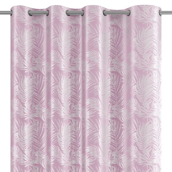 Tenda SILVERLEAVES colore rosa cipria stile glamour occhielli argento velluto 140x245 Ameli