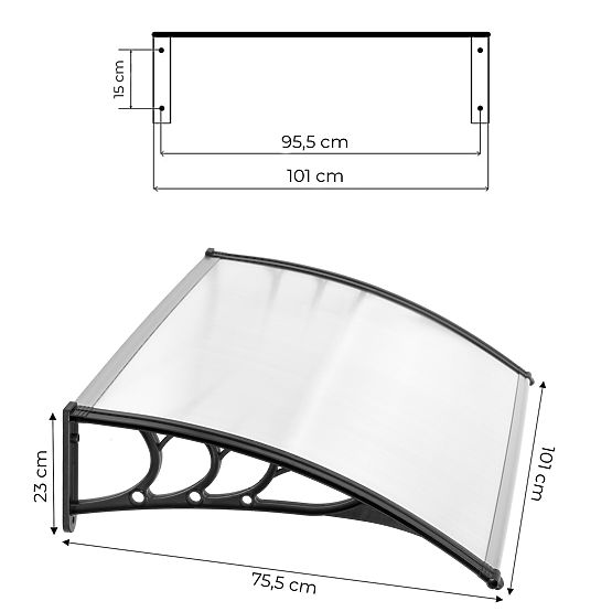 Tettoia per porta 100x80 cm copertura in policarbonato 100x80 cm