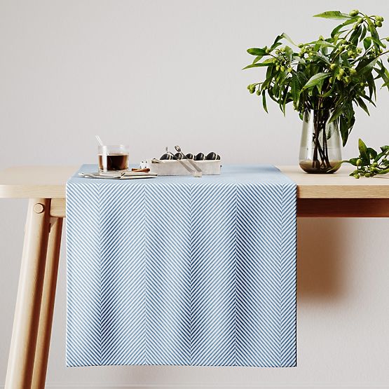 Tovaglia CLEAR colore blu navy motivo stampato boho 40x140 ameliahome