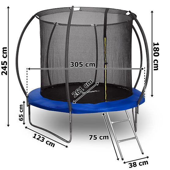 Trampolino con rete e scala HENZEN 244 cm blu FT 8