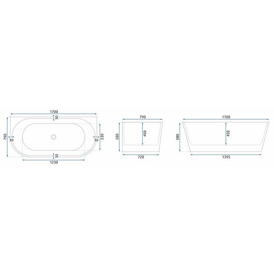Vasca da bagno acrilica OLIMPIA 170 cm a parete