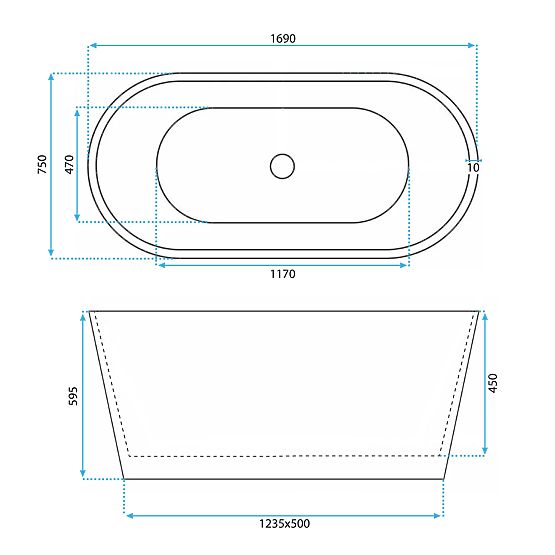 Vasca da bagno autoportante in acrilico ROMA 170