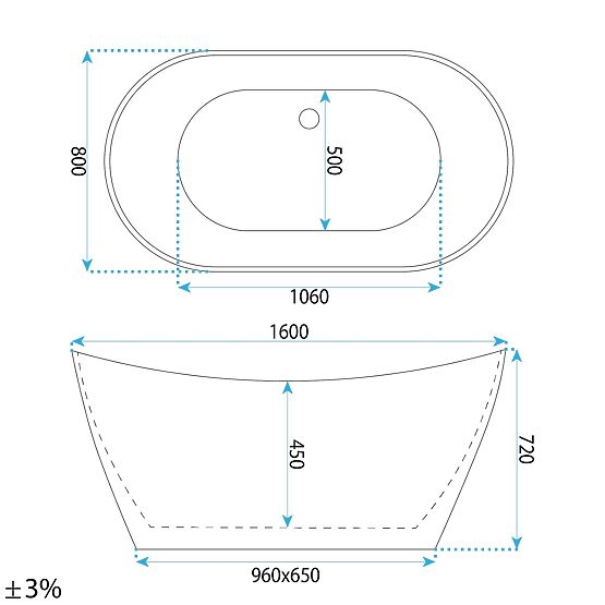 Vasca da bagno autoportante Rea Ferrano 160