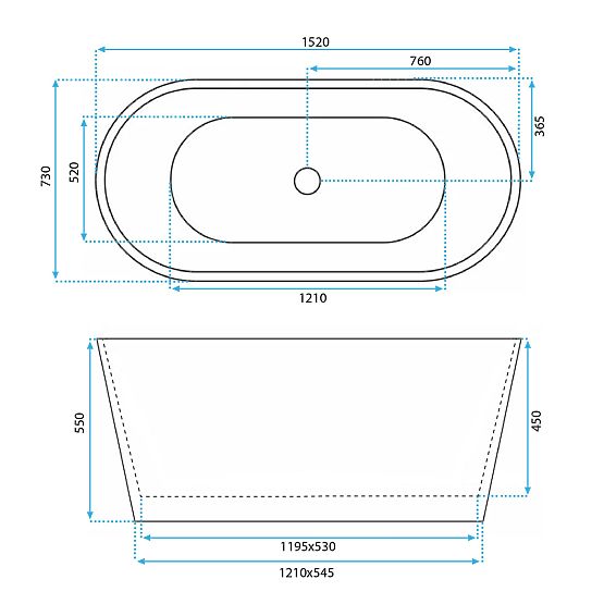 Vasca da bagno autoportante Rea MILANO 150