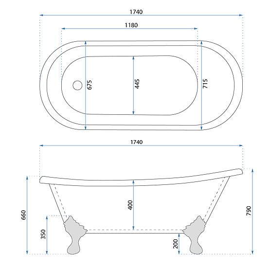 Vasca da bagno autoportante Rea Sparta 175