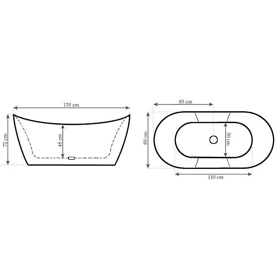 Vasca da bagno indipendente Rea Ferrano Slim 170