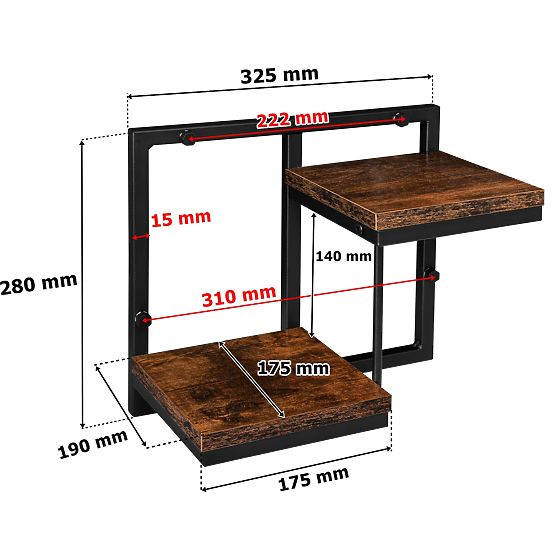 Vaso sospeso nero Remus Rustic rovere antico