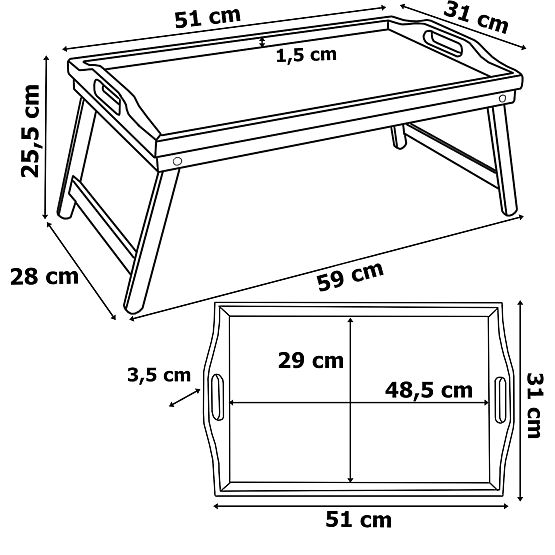 Vassoio da colazione pieghevole AURELIA