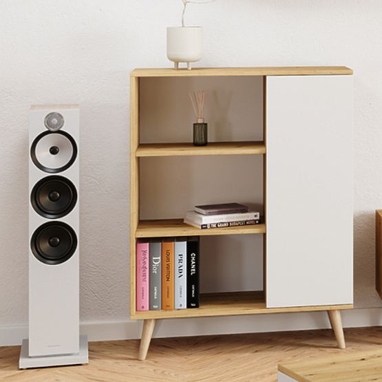 Vetrina Fondi con gambe in legno Rovere artigianale bianco